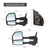 Tow Mirrors for 2017–2020 Ford F-250 F-350 F-450 F-550 Super Duty | Power Heated Turn Signal Temp Sensor Clearance Lights Pair